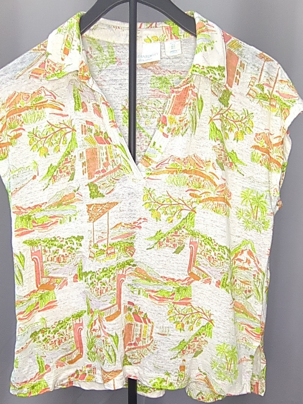 Cynthia Rowley Short Sleeve Linen Tropical Print